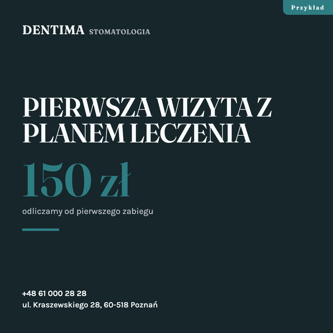 Post z ceną pierwszej wizyty dla gabinetu stomatologicznego