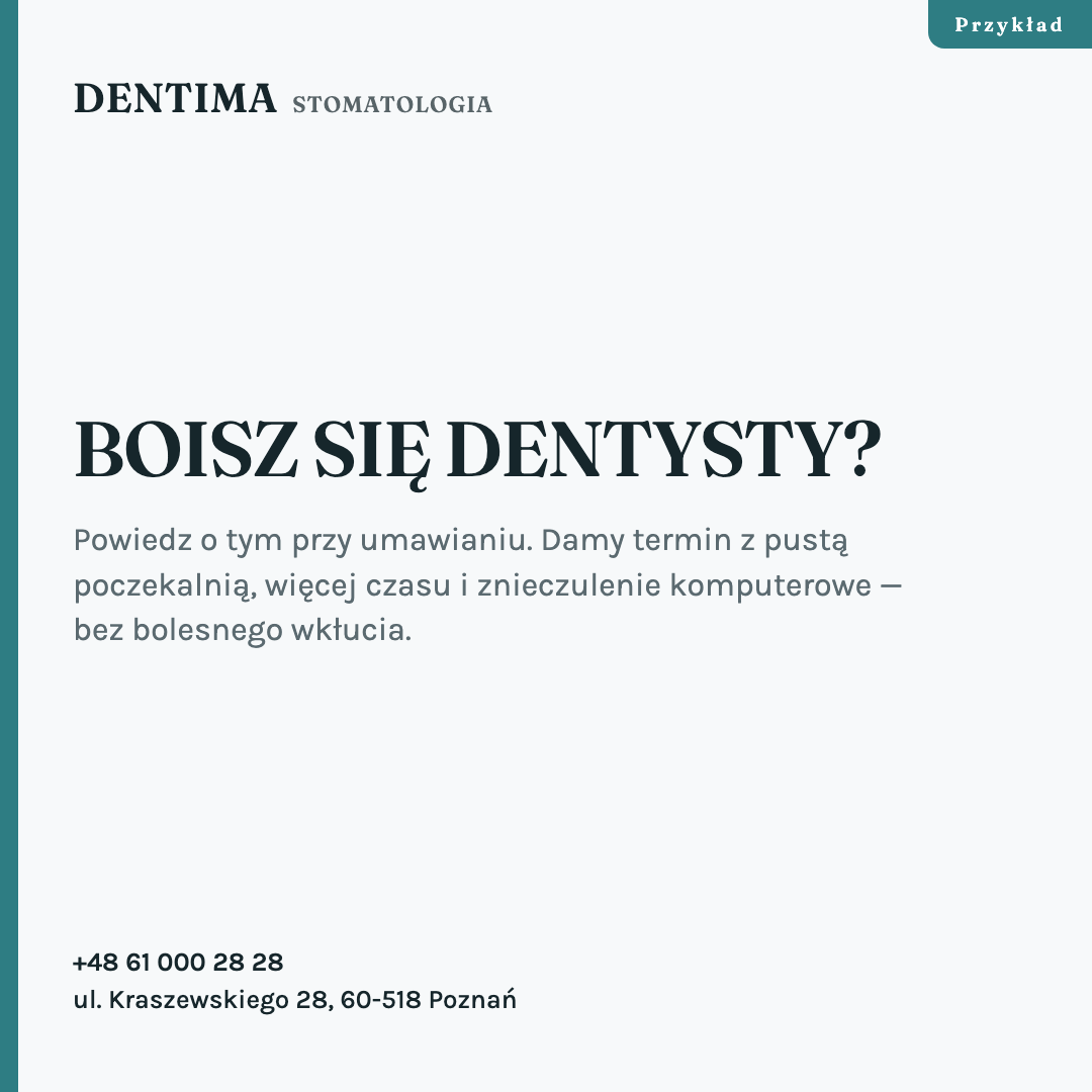 Post odpowiadający na obawę pacjenta przed wizytą u dentysty