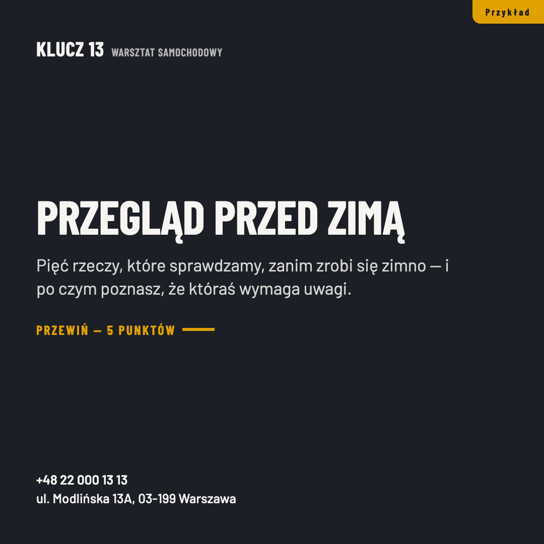 Okładka karuzeli dla warsztatu samochodowego — Przegląd przed zimą